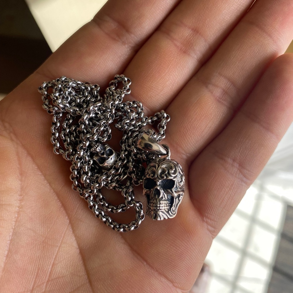 Clock+colors silver pendant and chain